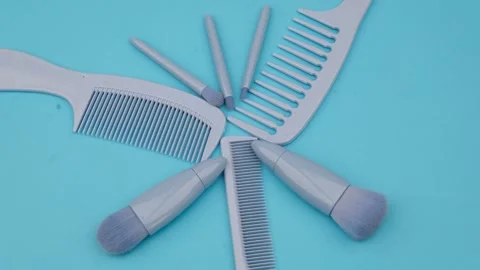 Makeup comb brush rotating Stock Footage 242751913