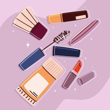 Makeup comestic icons Stock Illustration