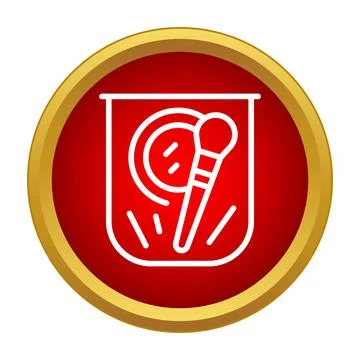 Makeup compact and brush icon in gold frame Stock Illustration