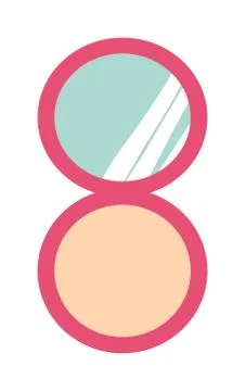Makeup compact face powder with mirror fashion beauty female care skin flat Illustrazione stock