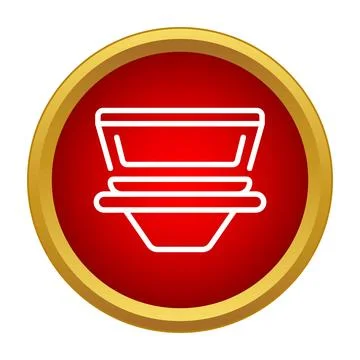 Makeup compact icon with applicator brush on red background Stock Illustration