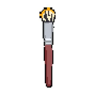 Makeup cosmetic brush pixel art vector illustration Stock Illustration