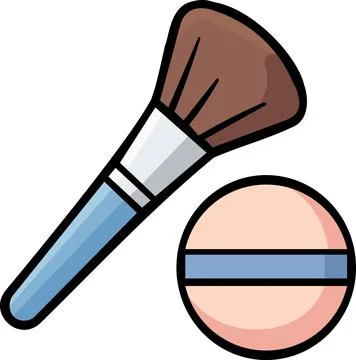 Makeup Cosmetic Brush Sponge Line Icon Stock Illustration