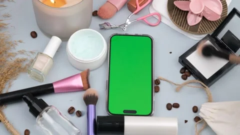 Makeup cosmetic green screen Stock Footage 280206075