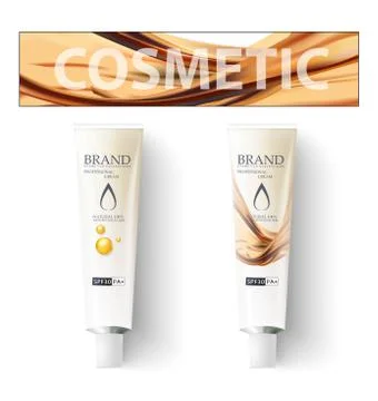 Makeup, cosmetics cream. Template for packaging design. Realistic tube. Sunbl Stock Illustration