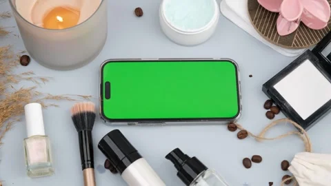 Makeup cosmetics green screen phone Stock Footage 280237528