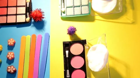 Makeup - cosmetics - palette - box - closeup 01 Stock Footage 61932625