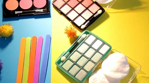 Makeup - cosmetics - palette - closeup 05 Stock Footage 61932713