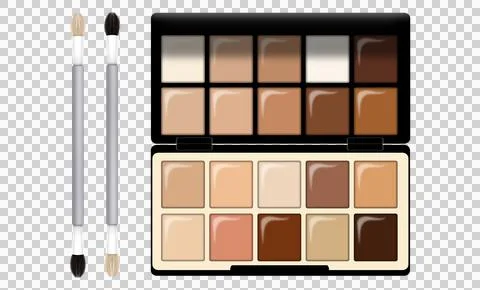 Makeup cosmetics such as eyeshadows, professional makeup tools Stock Illustration