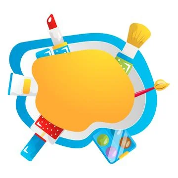 Makeup cosmetics, vector flat frame on the white background Stock Illustration