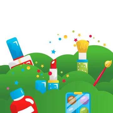 Makeup cosmetics, vector flat illustration on the white background Stock Illustration