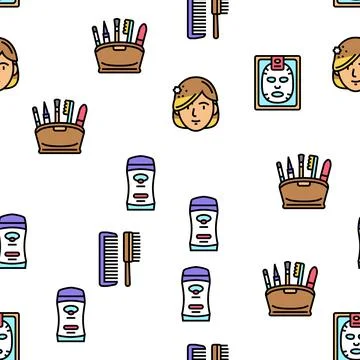 Makeup Cosmetology Procedure Vector Seamless Pattern Stock Illustration
