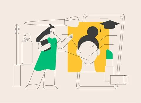 Makeup courses abstract concept vector illustration. Stock Illustration
