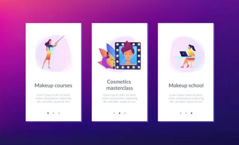 Makeup courses app interface template. Stock Illustration