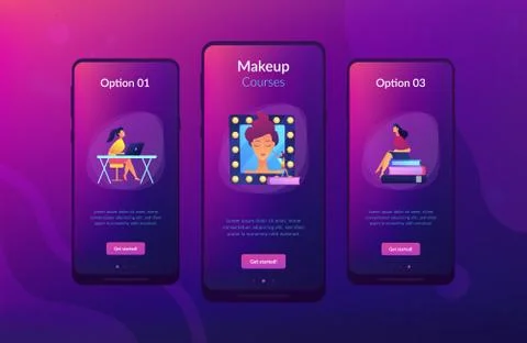 Makeup courses app interface template. 库存插图