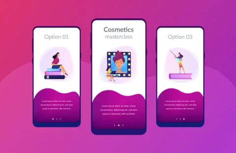Makeup courses app interface template. Illustrazione stock