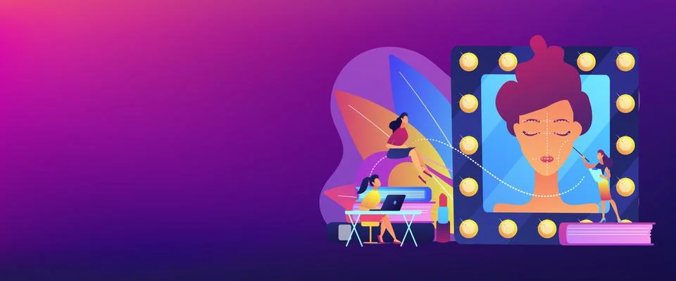 Makeup courses concept banner header. Illustrazione stock