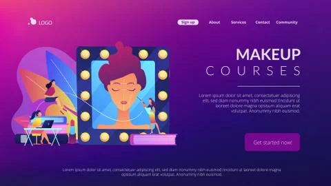 Makeup courses concept landing page. Stock Illustration