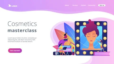 Makeup courses concept landing page. Stock Illustration