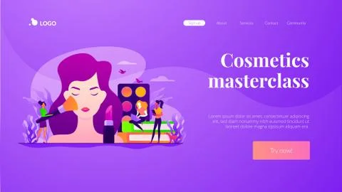 Makeup courses concept landing page Stock Illustration