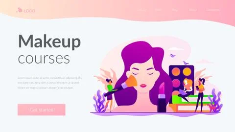 Makeup courses concept landing page Stock Illustration