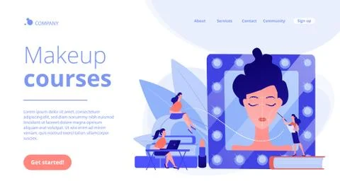 Makeup courses concept landing page. Stock Illustration