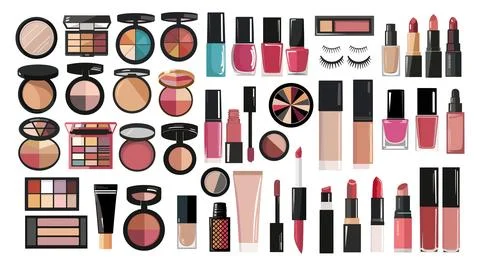 Makeup decorative cosmetics set isolated on white Stock Illustration