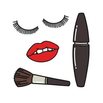 Makeup doodle icon, vector illustration Stock Illustration