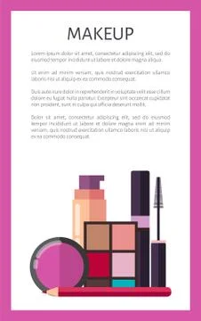 Makeup Elements on Promotional Vertical Poster Stock Illustration