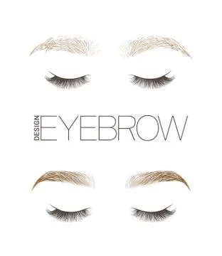 Makeup eyebrows. Set of well-groomed and shaggy eyebrows. Stock Illustration