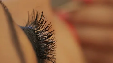 Makeup on eyes and eyelashes Stock Footage 43293756