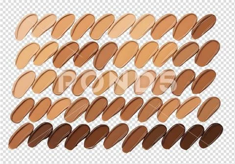 Makeup foundation swatches, varied shades from light to deep PSD Template