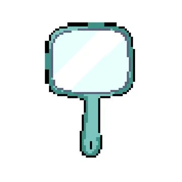 Makeup hand mirror pixel art vector illustration Stock Illustration