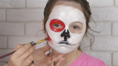 Makeup for horror party. Stock Footage 111766142