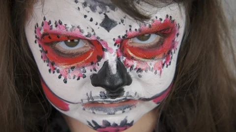 Makeup for horror party. Stock Footage 111766566