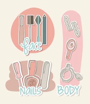 Makeup icons over beige background. vector illustration.. Ilustração Stock