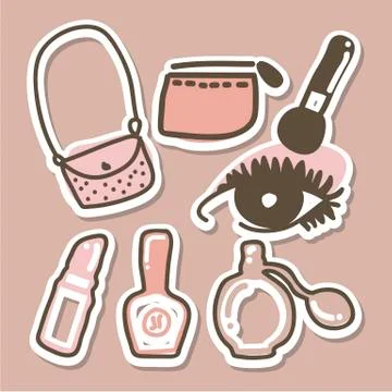 Makeup icons over brown background. vector illustration.. Ilustração Stock