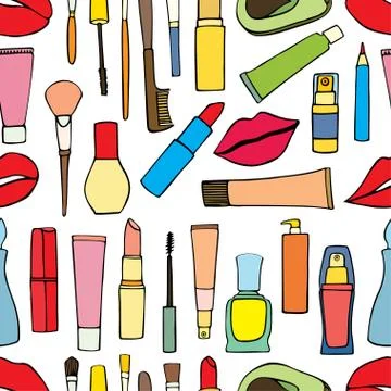 Makeup items patch badges Ilustración de archivo