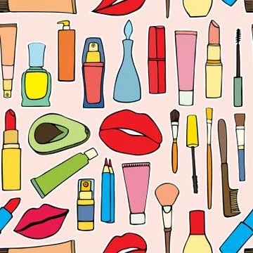 Makeup items patch badges Ilustración de archivo