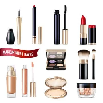 Makeup Items Realistic Set Stock Illustration
