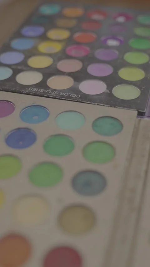 Makeup Kit, Cosmetic Set, eyeshadow palette Stock Footage 312991675