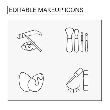 Makeup line icons set Stock Illustration