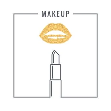 Makeup lipstick logo design background Stock Illustration