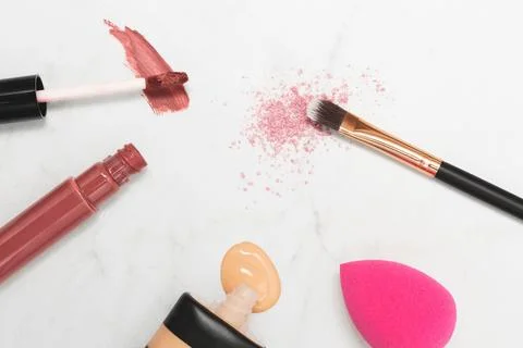 Makeup-on-marble   Stock Photos