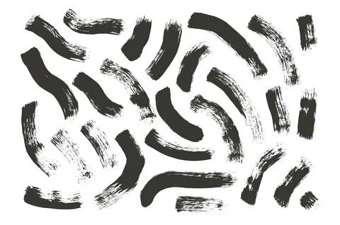 Makeup mascara wavy brush stroke lines. Hand drawn black ink vector long shapes. Illustrazione stock