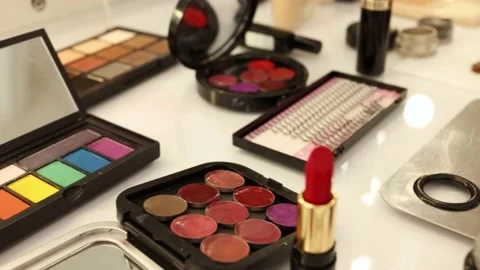 Makeup materials of the woman preparing for the important event, Cosmetic Video stock 159389502