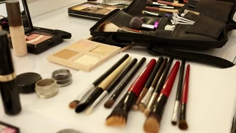 Makeup materials of the woman preparing for the important event, Cosmetic Video stock 159776418