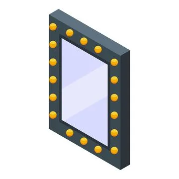 Makeup mirror frame with light bulbs is reflecting Illustrazione stock