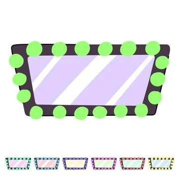 Up makeup mirror frame vector cartoon graphic Illustrazione stock
