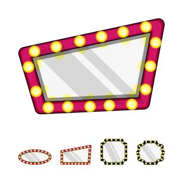 Makeup mirror frames set with illuminated bulbs Illustrazione stock